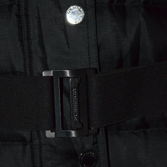 $1695 Sz S Burberry London Black Abbeydale Fur-Trimmed Hooded Belted Puffer Coat - Picture 4 of 12